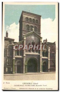 Old Postcard Grenoble Isere Cathedrale Notre Dame West Together