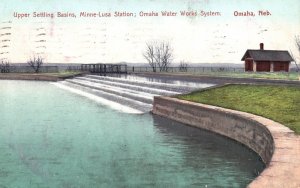 1908 Upper Settling Basins Minne-Lusa Station Omaha Nebraska NB Vintage Postcard