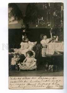 244099 CHRISTMAS NEW YEAR Kid DOLL Elephant TREE Vintage PHOTO