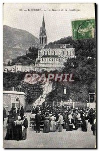 Old Postcard Lourdes Grotto Basilica