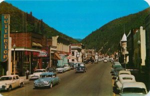 Idaho Wallace 1950s Autos Bank Street Coeur D' Alene Postcard Dexter 22-9677