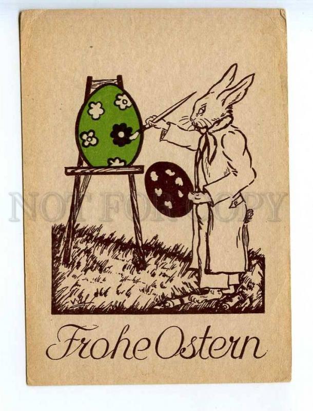 221917 GERMANY EASTER rabbit paints egg Vintage postcard