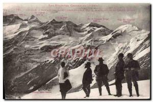 Old Postcard view of Luchon Superbagneres & # 39hiver on the right part of th...