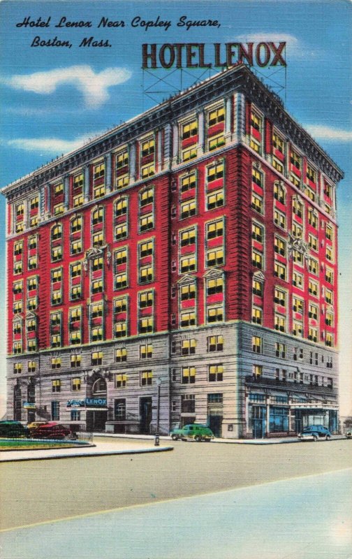 Postcard MA Boston Massachusetts-Hotel Lenox-Vintage Linen c1940s C20