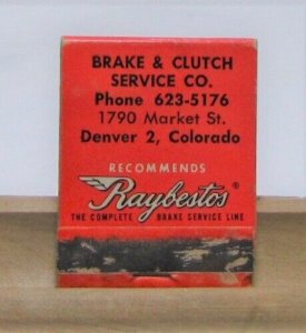 Brake & Clutch Service Co. Denver 2 Colorado Vintage Matchbook Cover