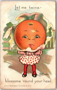 1912 Let Me Twine, Blossoms 'Round Your Head, Girl In Orange Head, Postcard