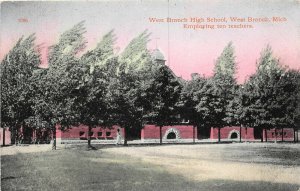 H39/ West Branch Michigan Postcard c1910 high School Ten Teachers Employed