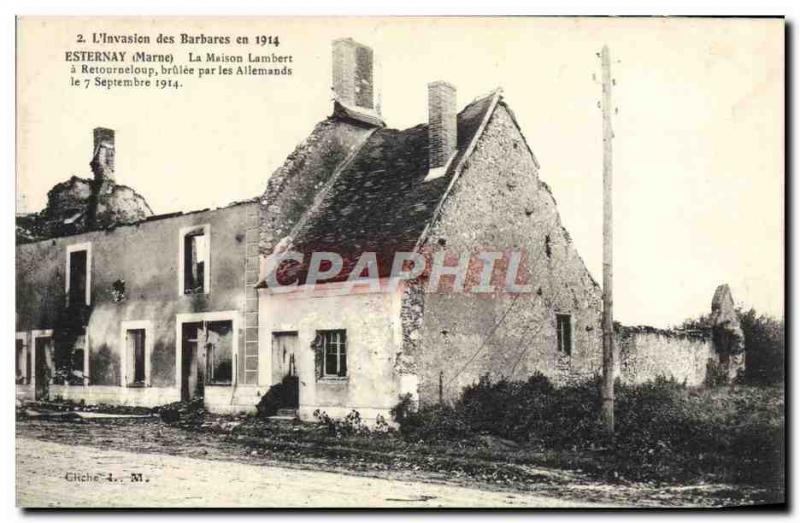 Old Postcard Esternay The Lambert House Retourneloup Army