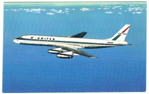 Vintage postcard, United Air Lines, DC-8 Jet Mainliner, Chrome