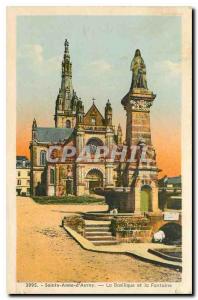 Old Postcard Sainte Anne d'Auray The Basilica and the Fountain
