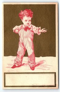 c1880 OVER ALLS YOUNG TODDLER BLANK ADVERTISING VICTORIAN TRADE CARD P1757