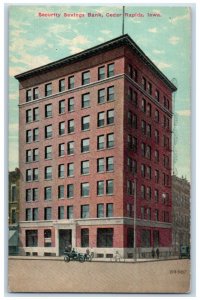 c1910 Security Savings Bank Cedar Rapids Iowa IA Unposted Antique Postcard