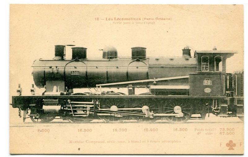 Machine Compound Train Railroad Paris Orleans Les Locomotives France postcard