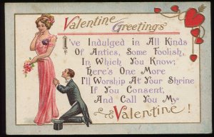 Vintage embossed valentine postcard. I've indulged in all kinds of antics....