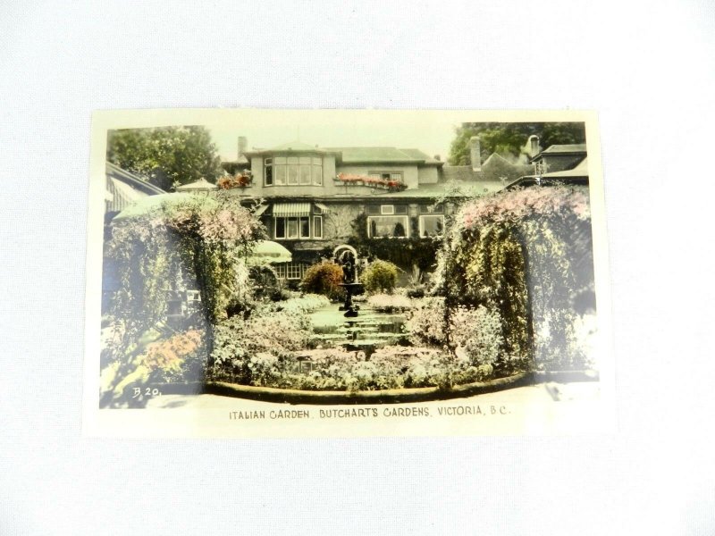 Vintage Postcard 1940's Italian Garden Butcharts Victoria BC Flower