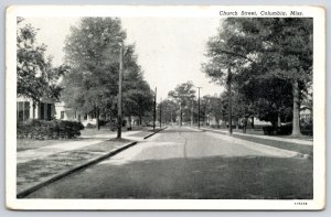 1952 Church Street Columbia Mississippi MS Residences Tress Posted Postcard