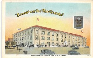 J3/ San Benito Texas Postcard c1920s The Stonewall Jackson Hotel Autos 107
