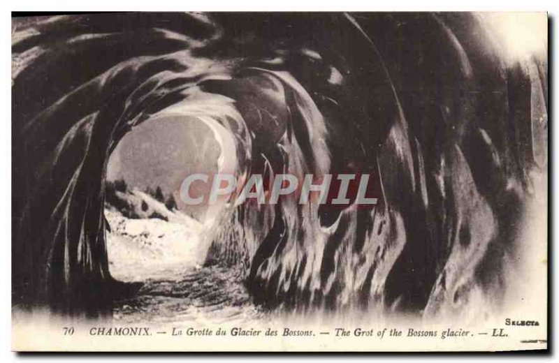 Old Postcard Chamonix Cave Glacier des Bossons