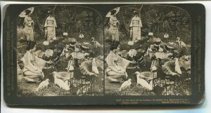 466004 1906 year Japan Tokyo Japanese geisha in the garden White Co STEREO PHOTO