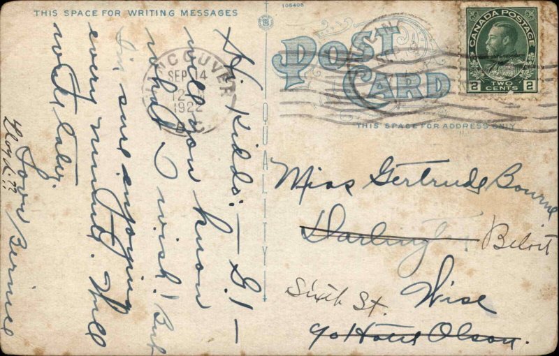 Vancouver BC Multi View w/ Lighthouse c1920 Postcard