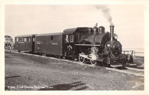 Alaska First Railroad Train Real Photo Vintage Postcard AA37999