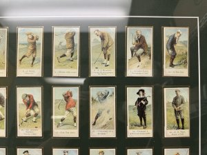British Golf Cigarette Card Set c1900 Framed Victorian Golfers Display