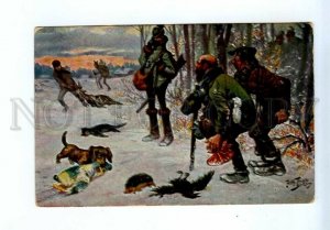 544441 Arthur THIELE Humor HUNT Comic Hunter DACHSHUND Dog HEDGEHOG Crow CAT