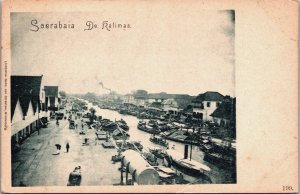 Indonesia Surabaya Soerabaja Kalimas River Vintage Postcard C118