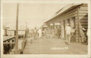 Lagonillas Peru Boardwalk and Storefronts c1920s-30s Real Photo Postcard