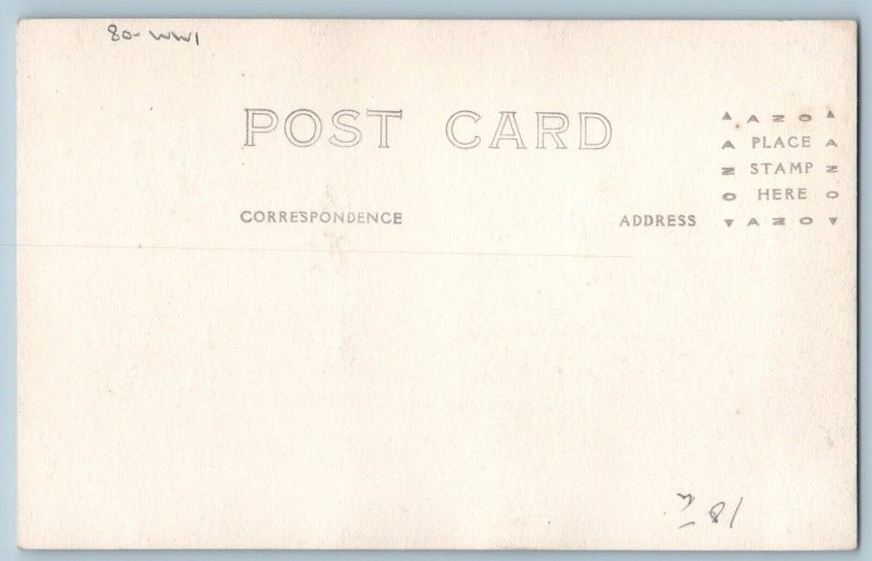 WWI Postcard RPPC Photo Smiling Pat O Brien And Captured German Anti Aircraft