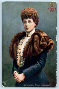 Denmark Postcard Queen Alexandra in Fur Jacket c1910 Oilette Tuck Art