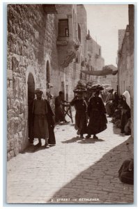 c1940's Scene in Street in Betlehem Jerusalem Palestine RPPC Photo Postcard