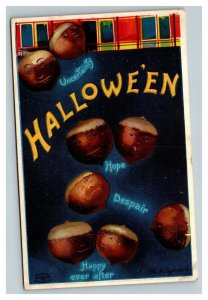 Vintage 1910's Ellen Clapsaddle Halloween Postcard Anthropomorphic Acorns - NICE