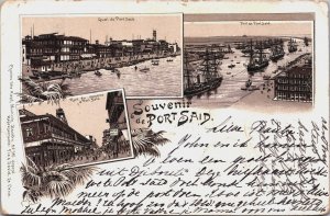 Egypt Souvenir de Port Said Litho Postcard C126