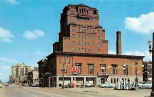 GARY Indiana IN ~KNIGHT OF COLUMBUS BLDG~Marathon Gas Station~50's Cars Postcard