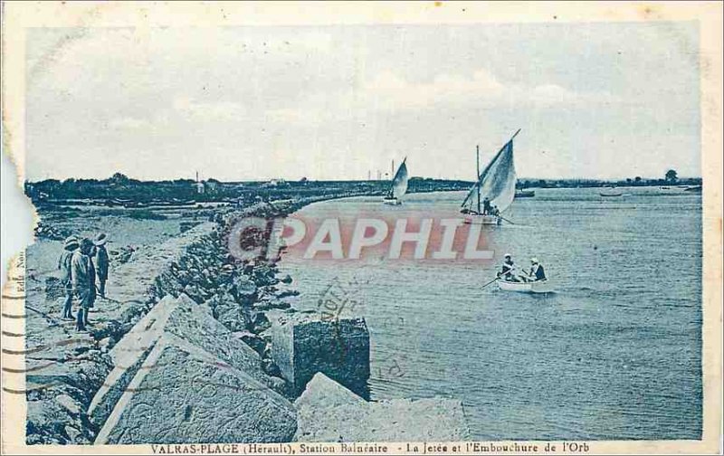Old Postcard Valras Beach (Herault) Bathing Station la Jetee and Mouth Orb Ch...
