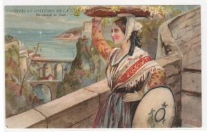 Marchand des Fleurs Flower Seller Coiffes Costumes Cote D'Azur France postcard