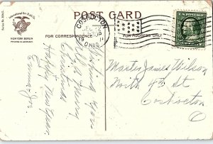 C.1910 Clapsaddle Cute Boy Christmas Presents Snow Postcard P134