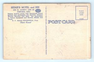 Postcard OH Fostoria Heinie's Motel & Inn Interior View Vintage Linen I11