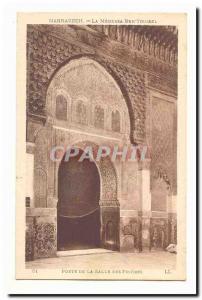 Morocco Marrakech Old Postcard Medersa Ben Youssef room door prayers