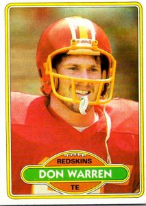 1980 Topps Football Card Don Warren TE Washington Redskins sun0008