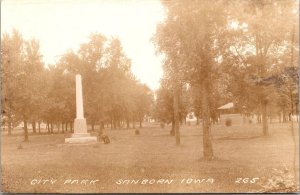 RPPC View of City Park, Monument, Sanborn IA c1944 Vintage Postcard X46