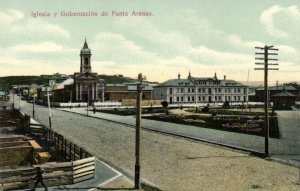 chile, PUNTA ARENAS, Iglesia y Gobernación (1910s) Postcard