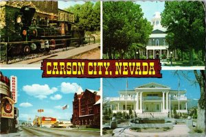 Multi View of Carson City NV Downtown, Glenbrook Locomotive Vintage Postcard C73