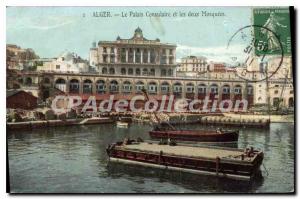 Old Postcard ALGIERS consular palace and the two Mosques