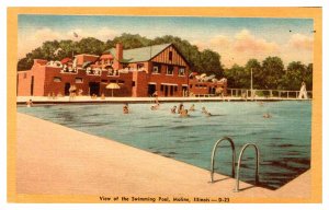 Postcard SWIMMING POOL SCENE Moline Illinois IL AR6710