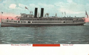 Vintage Postcard 1911 Jersey Central Flyer Steamboat Asbury Park New Jersey NJ