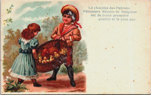 Le Chocolat des Patrons Children Chicken and Chicks Advertising Postcard C076