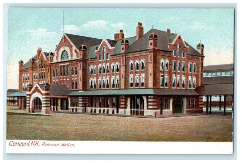 c1905 Railroad Station Train Concord New Hampshire NH Antique Postcard