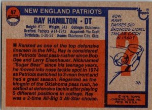 1976 Topps Football Card Ray Hamilton New England Patriots sk4416